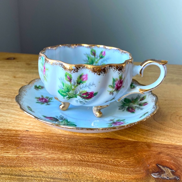 Fred Roberts Company China Cup and Saucer Made in Japan Pink Roses and Gold Trim - Picture 1 of 7